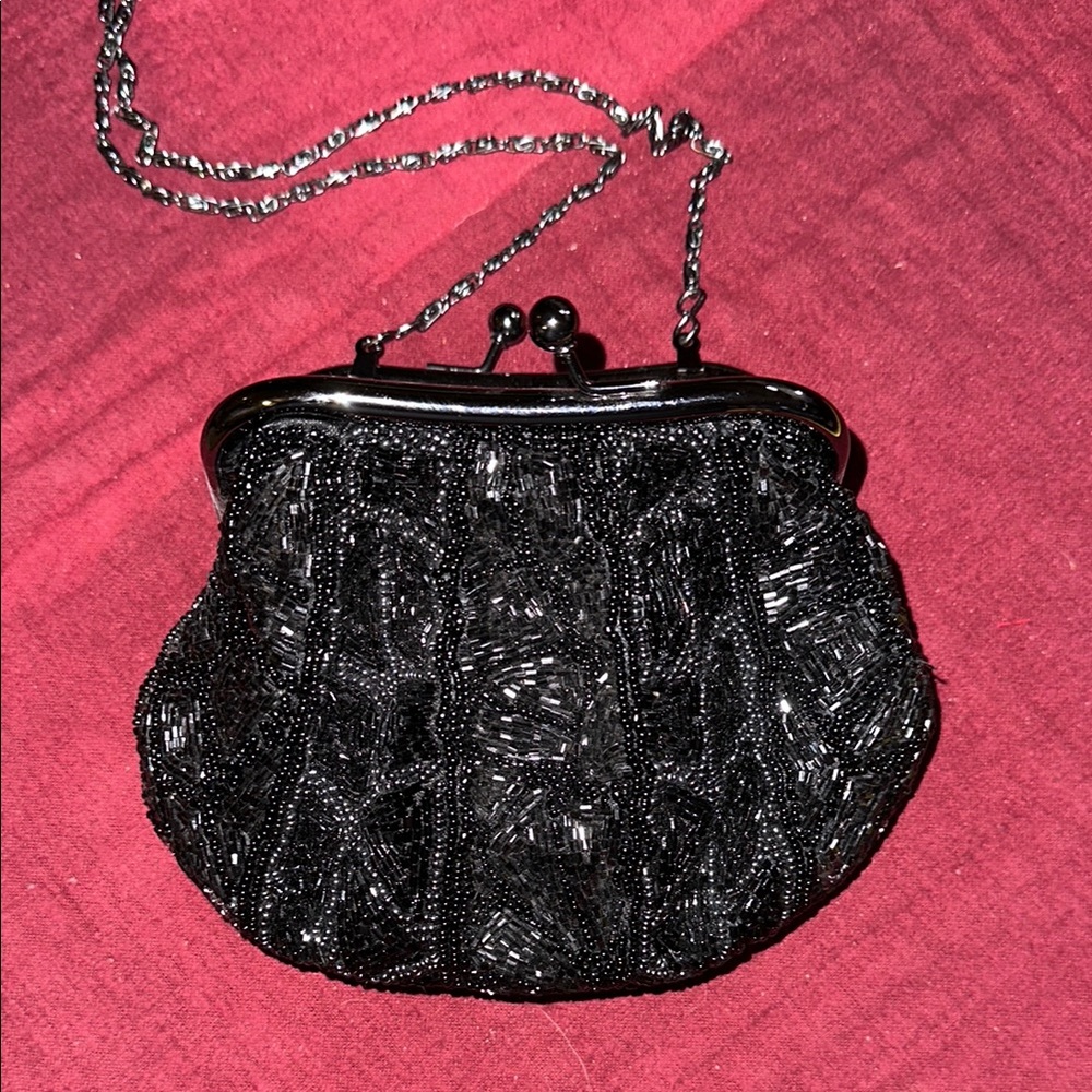 Elegant Black Beaded Evening Bag